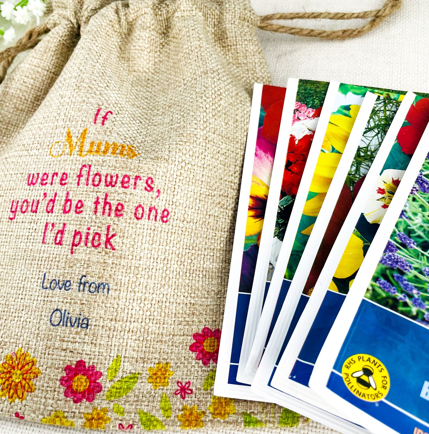 Personalised Flower Seed Bag - If Mums were Flowers You'd be The one I'd Pick - Gardening Gift