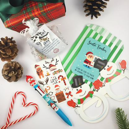 Christmas Eve Activity Pack - Reindeer Food, Santa Tracker, Pen, Tattoos, Glasses Xmas for Kids