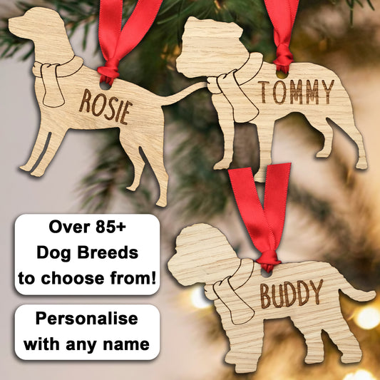 Personalised Dog Christmas Tree Decoration - Over 85+ Breeds!