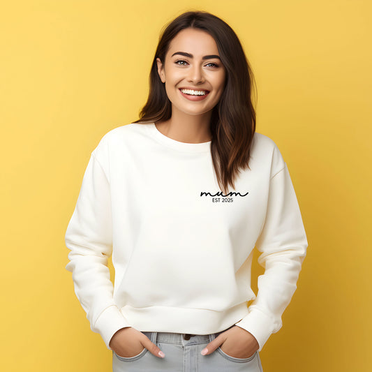 Personalised Jumper for Mum, EST Year Subtle Style Mum, Mummy, Mama