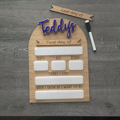 Personalised First Day of School Sign | Last Day of Nursery | Reusable Back To School Photo Prop