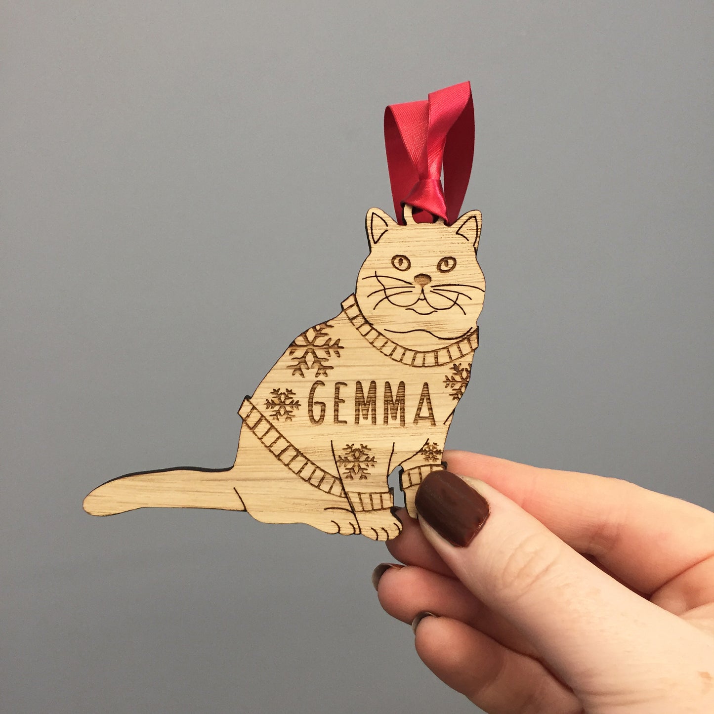 Personalised British Short Hair Cat Christmas Jumper Tree Decoration Bauble