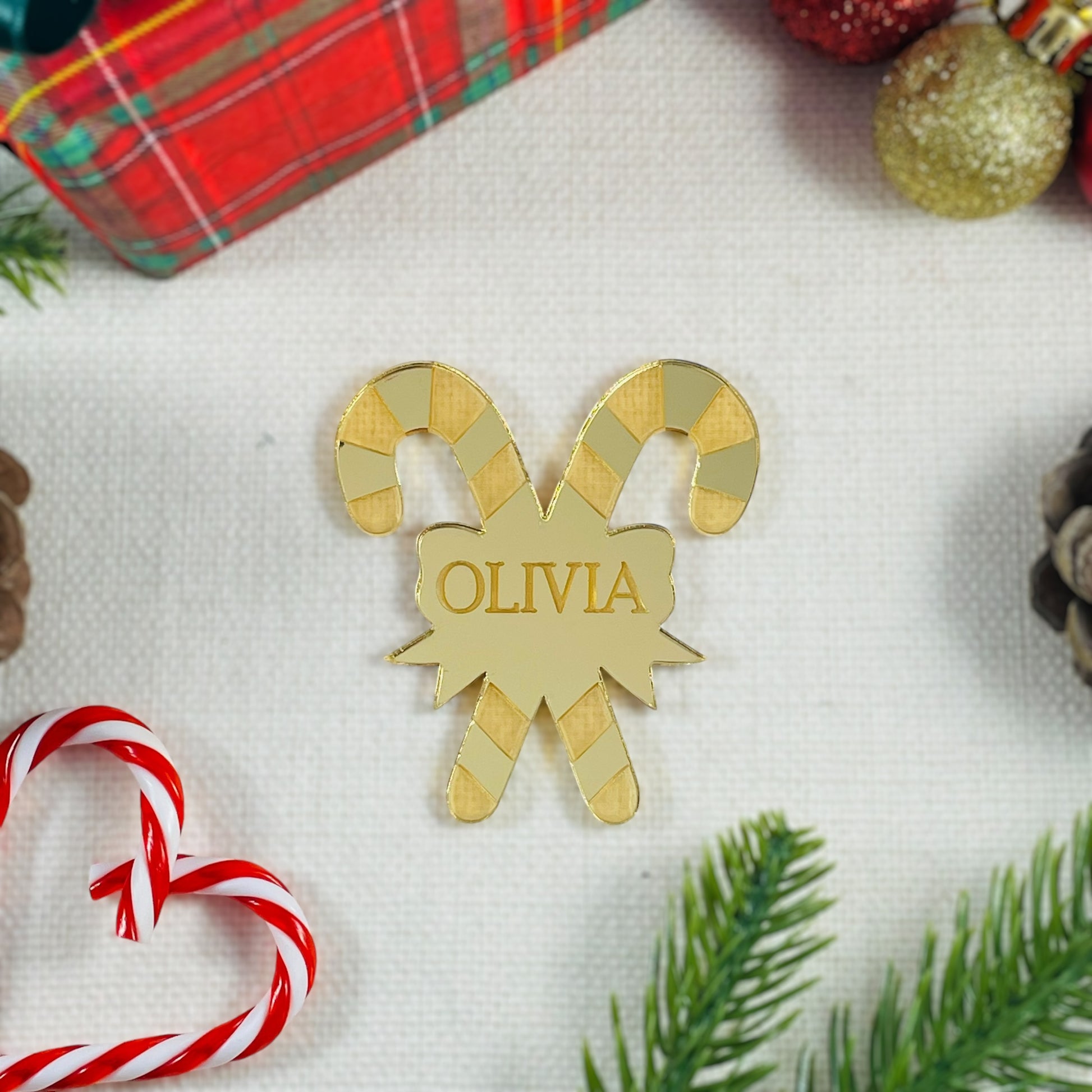 Personalised Candy Cane Place Name Decoration - Add any name!