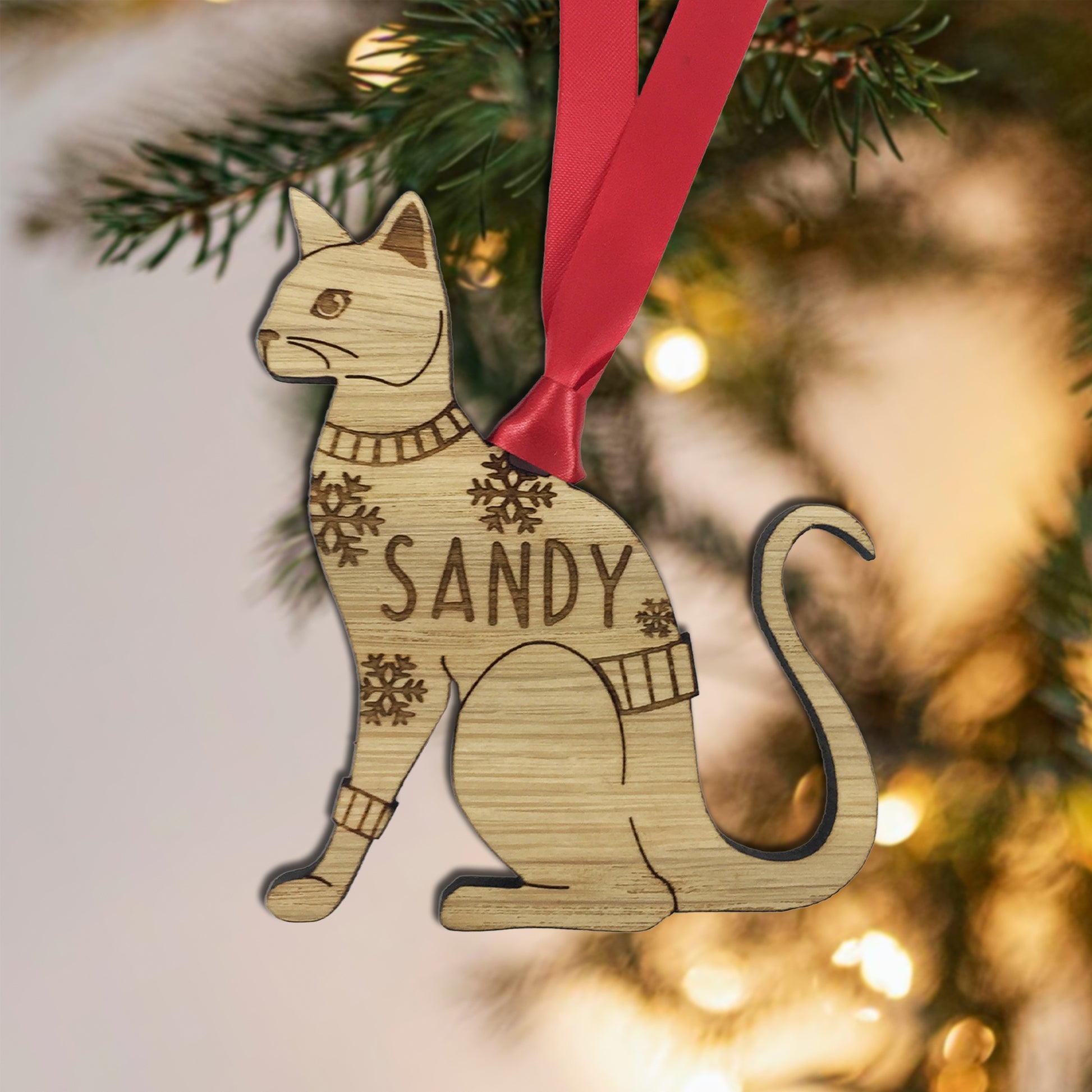 Personalised Siamese Cat Christmas Jumper Tree Decoration Bauble