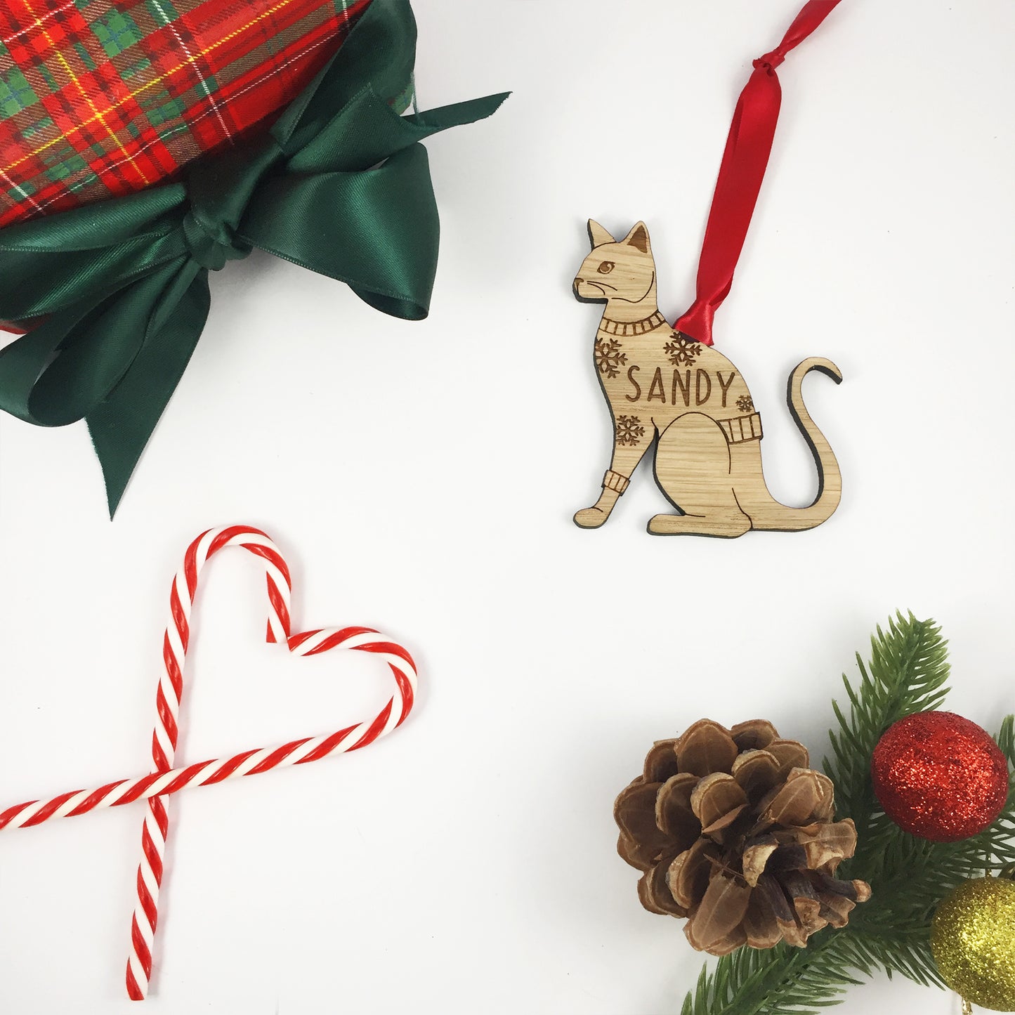 Personalised Siamese Cat Christmas Jumper Tree Decoration Bauble