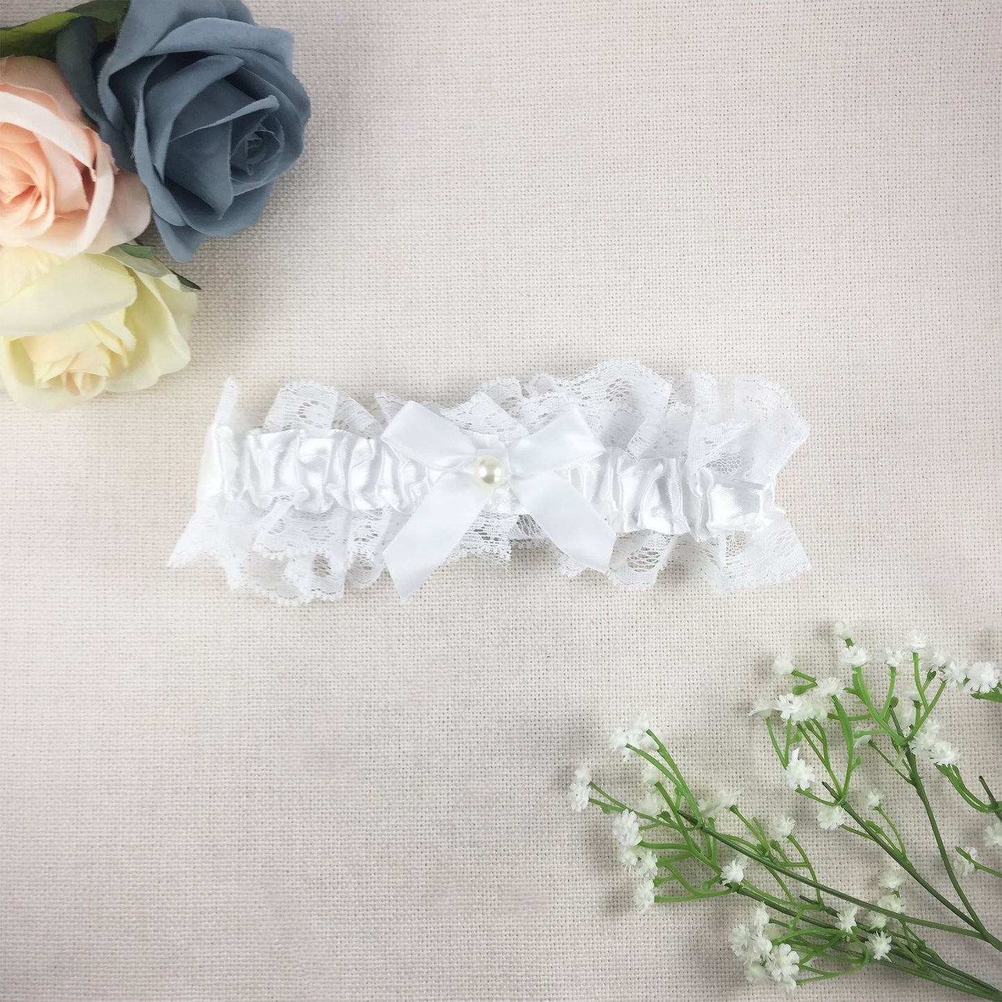 Plain Ivory Off White Bridal Garter - Wedding Garter Gift for the Bride to Be - Wedding Ideas Presents Wedding Day Hen Party Engagement