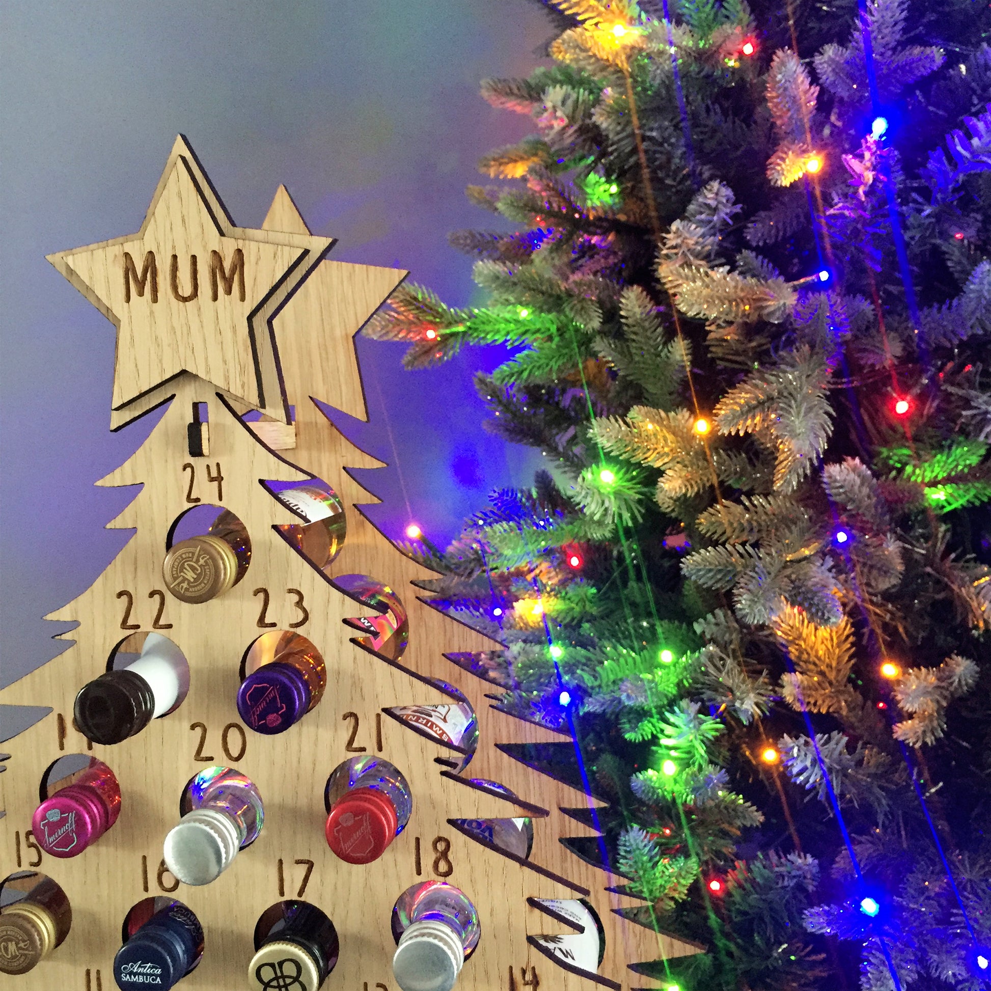 Personalised Advent Calendar Miniature Bottles Christmas Countdown Reusable - Add your Name DIY Make Your Own