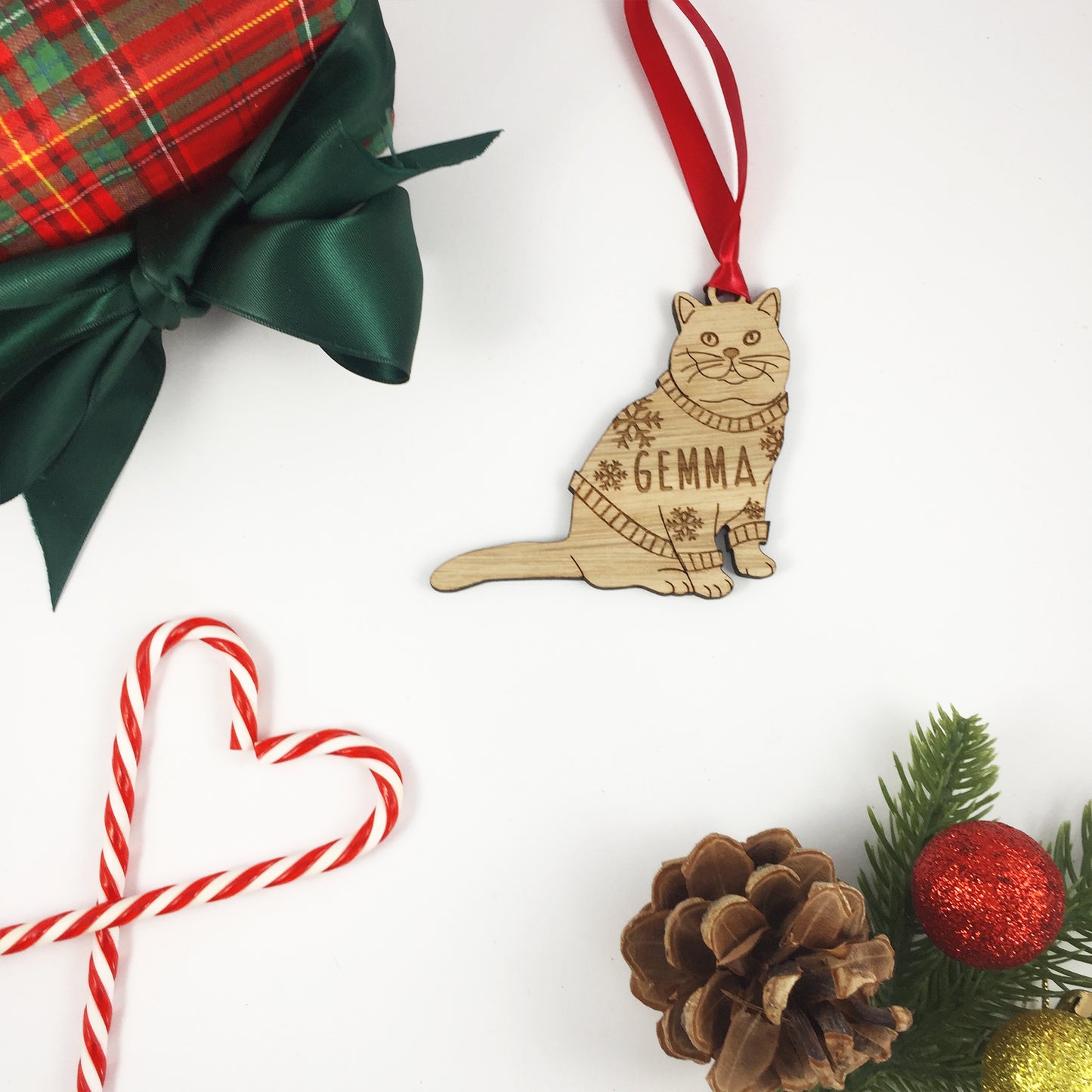 Personalised British Short Hair Cat Christmas Jumper Tree Decoration Bauble