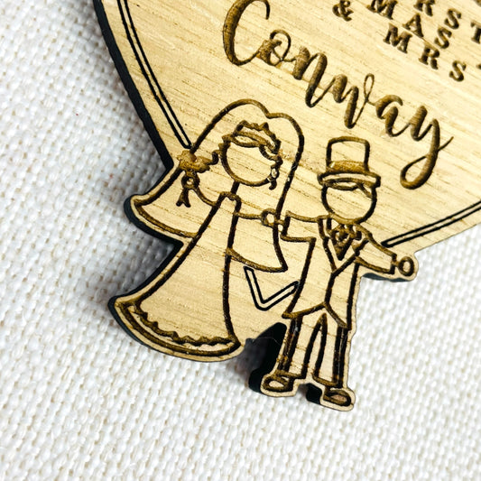 Personalised Wooden Stick Couple "Mr & Mrs [NAME]