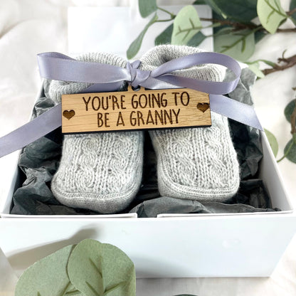 Guess What' Booties - Grey & Gift Boxed - "You're Going to Be..." - A Granny