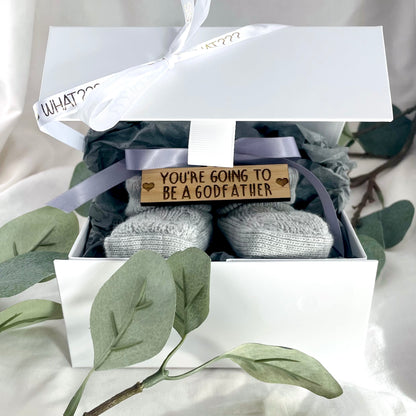 Guess What' Booties - Grey & Gift Boxed - "You're Going to Be..." - A Godfather