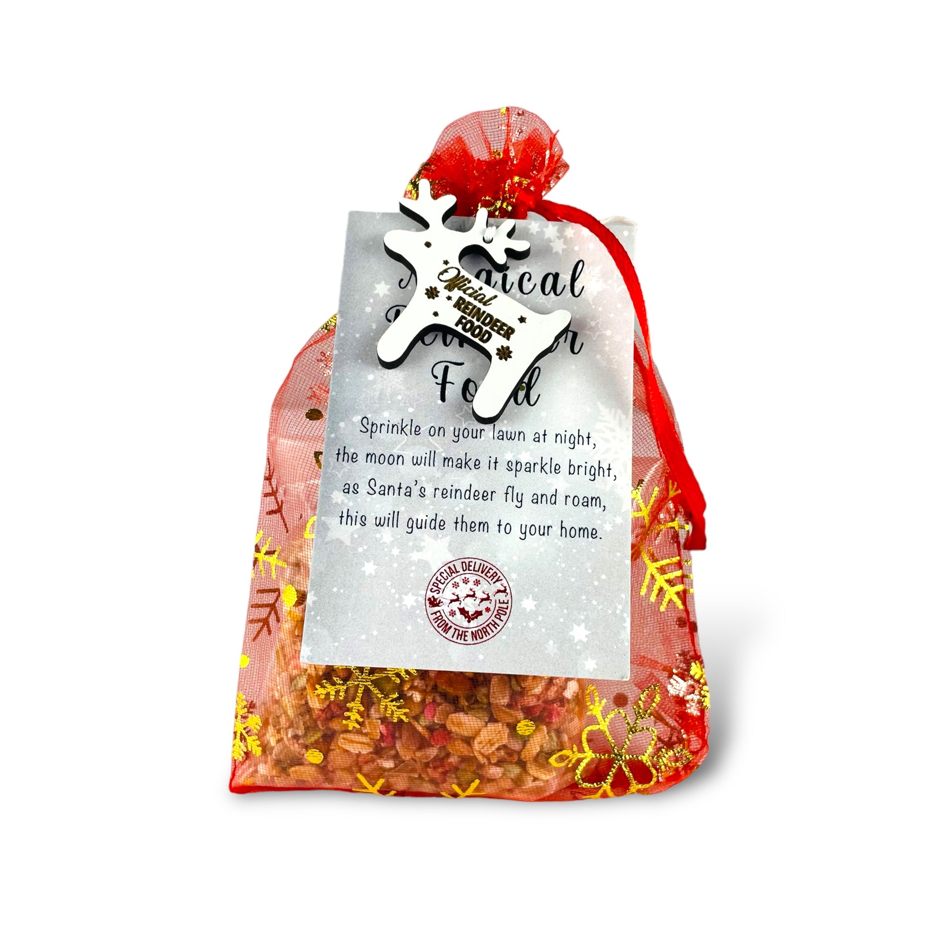 Official Reindeer Food - Bag, Food & Charm - Father Christmas Eve Box Stocking Filler Kids Tradition - Wildlife Friendly Bird Seed