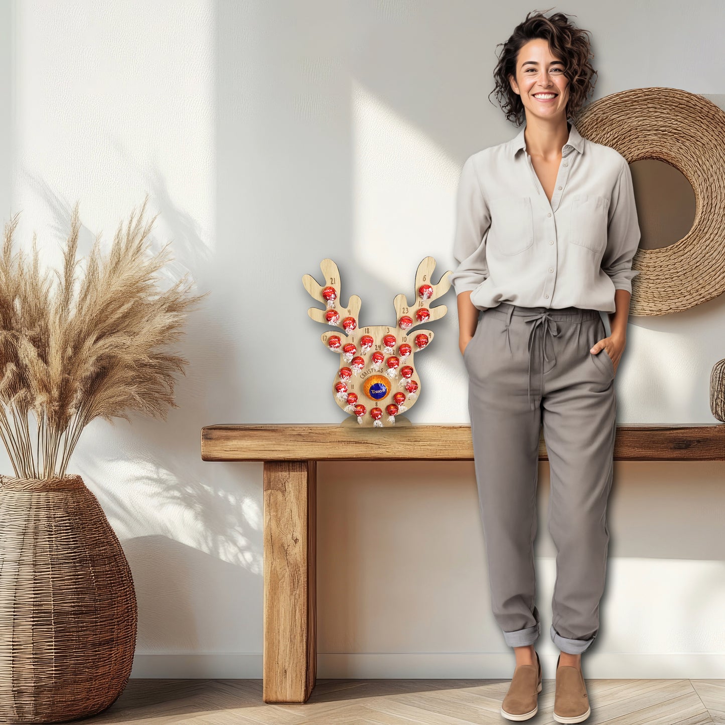 Personalised Advent Calendar Reindeer Chocolate Christmas Countdown Reusable - Add your Name DIY Make Your Own