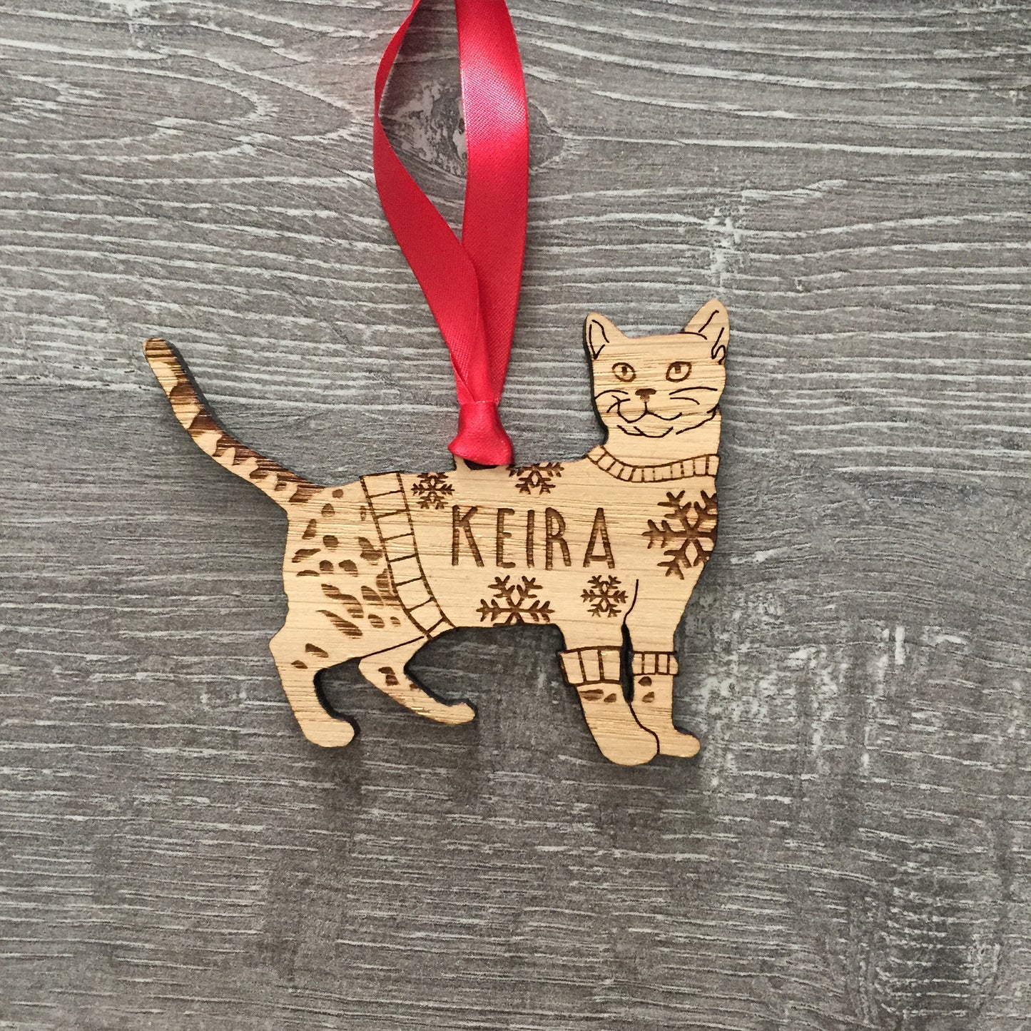 Personalised Bengal Cat Christmas Jumper Tree Decoration Bauble