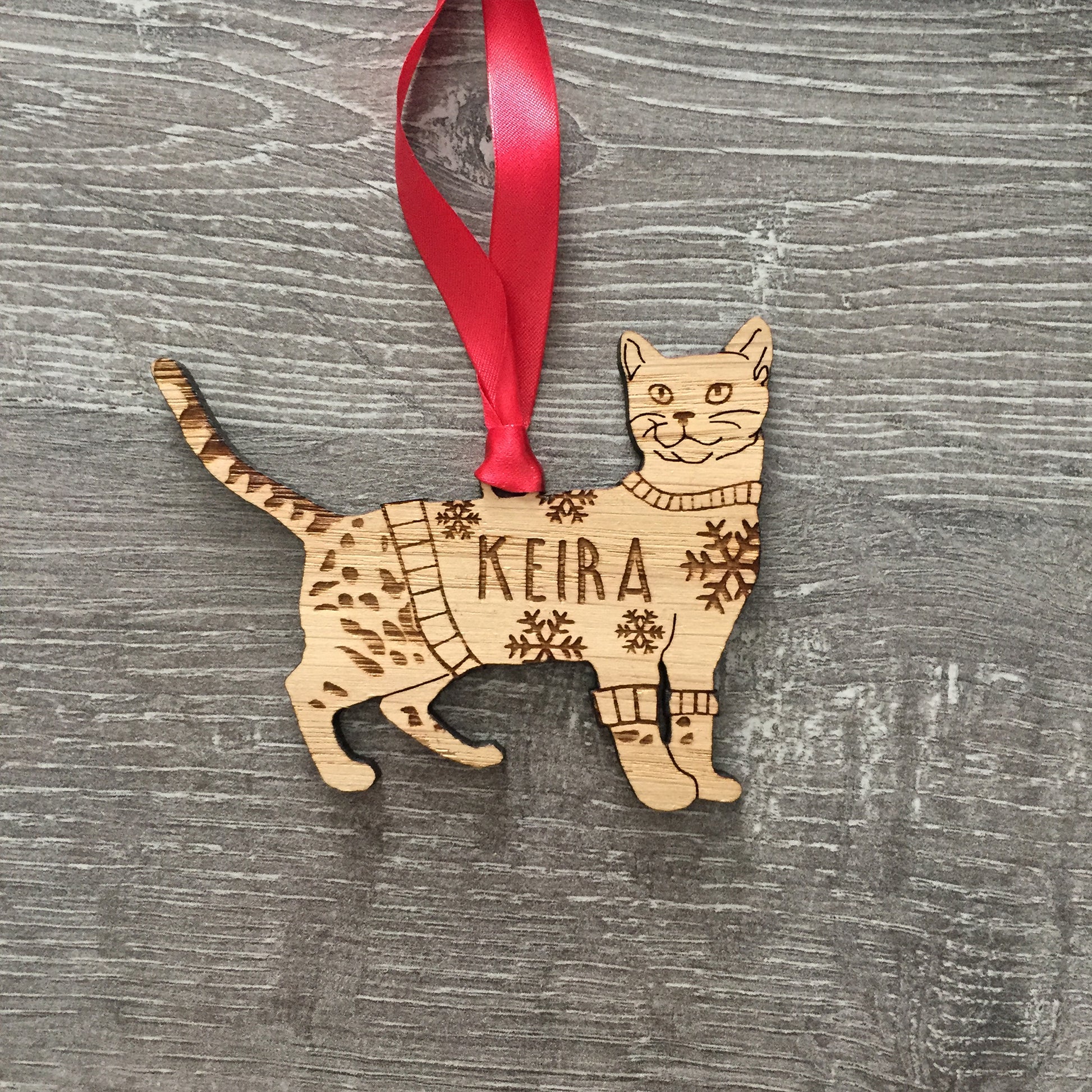 Personalised Bengal Cat Christmas Jumper Tree Decoration Bauble