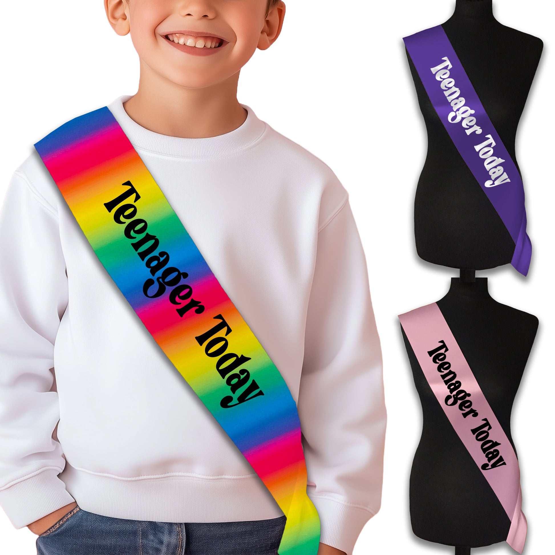 Teenager Today 13th Birthday Sash - 13th Birthday Party - Happy Thirteenth  Birthday - Teenager Today - Choose from many colours