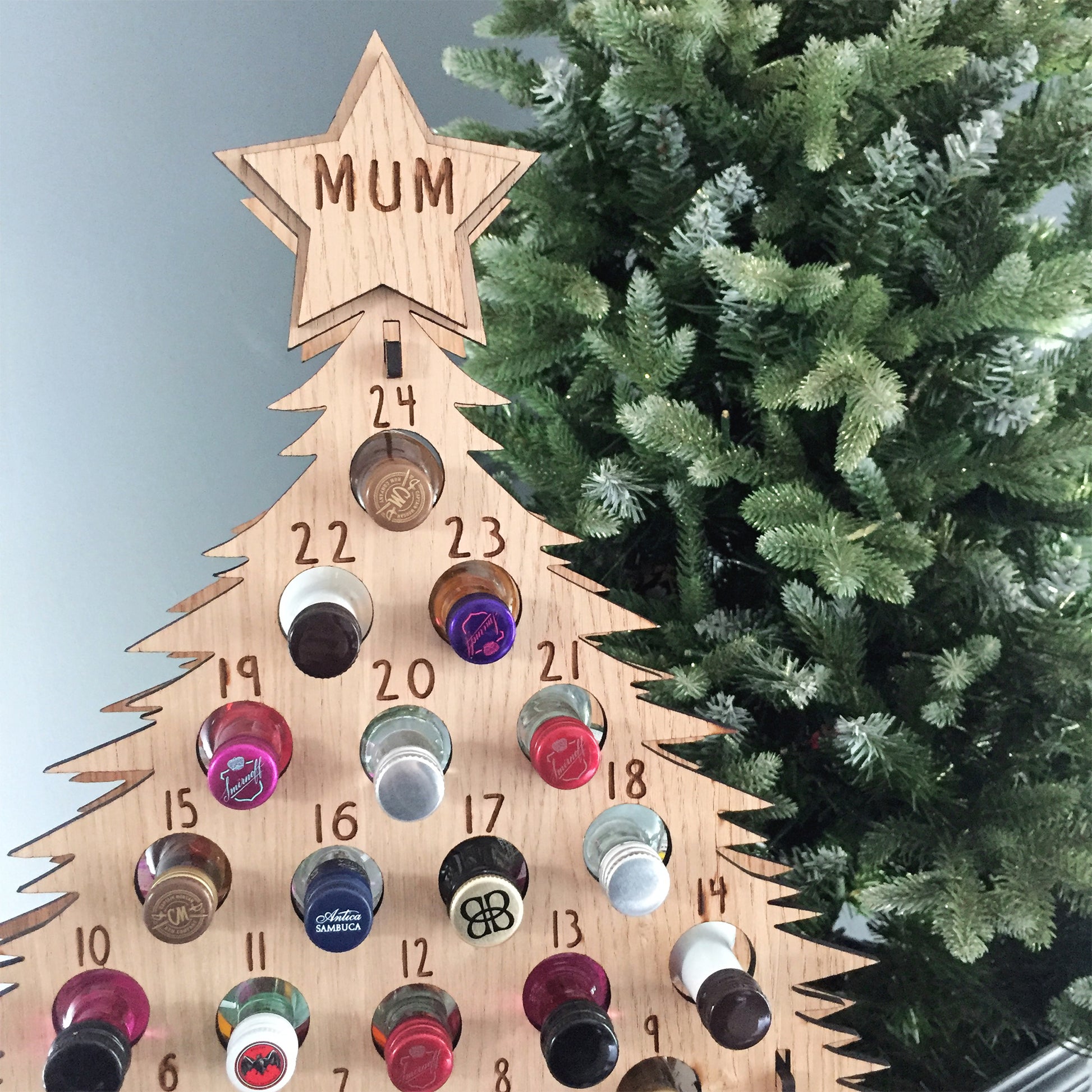 Personalised Advent Calendar Miniature Bottles Christmas Countdown Reusable - Add your Name DIY Make Your Own