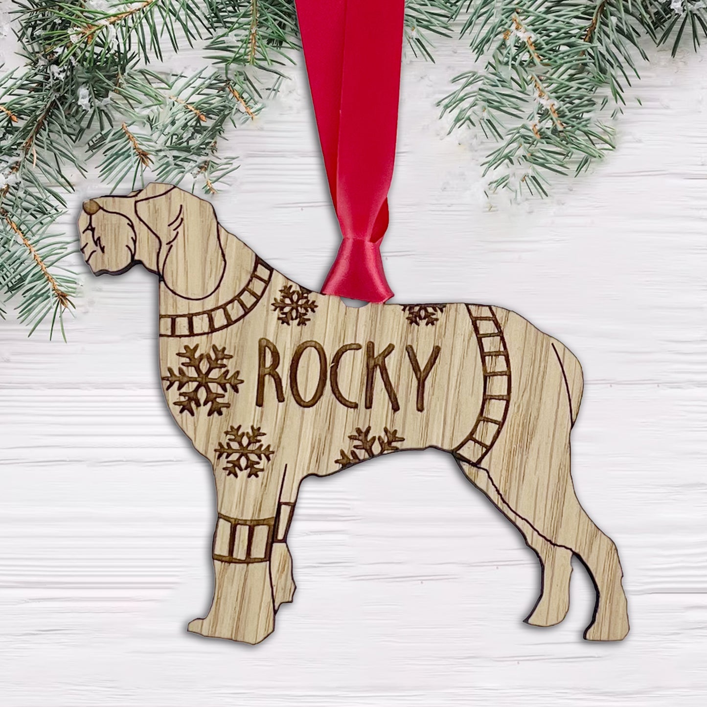 Personalised Italian Spinone Bauble Jumper Dog Bauble - Oak Veneer Wood - Add any name