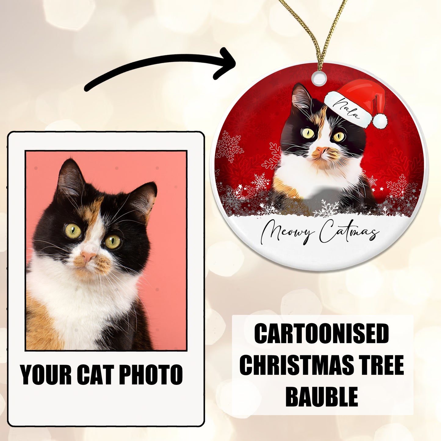 Personalised Cat Cartoon Ceramic Bauble