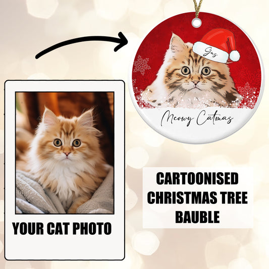 Personalised Cat Cartoon Ceramic Bauble