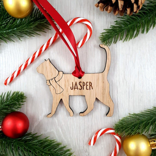 Personalised Wooden Cat Tree Decoration - Design 6