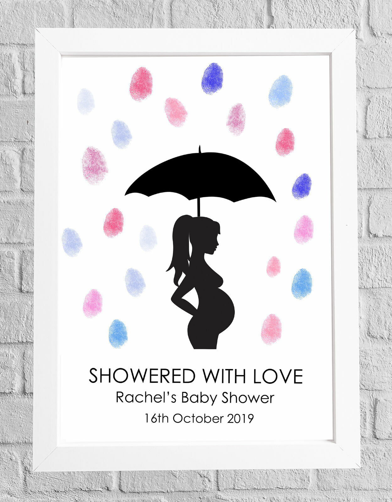 Showered with Love Finger Print Baby Shower Tree