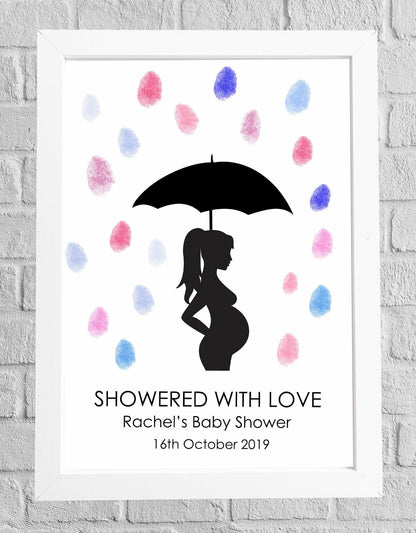 Showered with Love Finger Print Baby Shower Tree