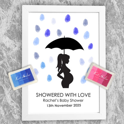 Showered with Love Finger Print Baby Shower Tree