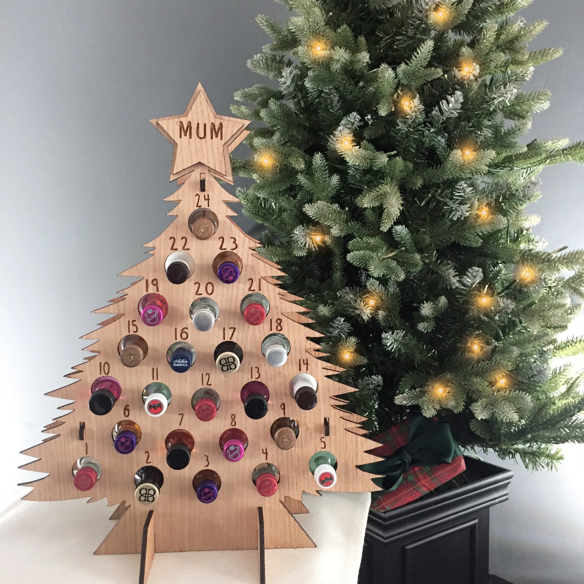 Personalised Advent Calendar Miniature Bottles Christmas Countdown Reusable - Add your Name DIY Make Your Own