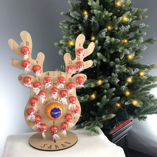 Personalised Advent Calendar Reindeer Chocolate Christmas Countdown Reusable - Add your Name DIY Make Your Own