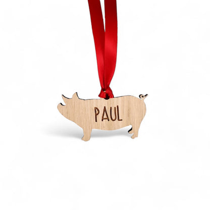 Personalised Pig Christmas Tree Decoration