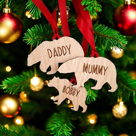 Personalised Polar Bear Family Christmas Tree Decoration