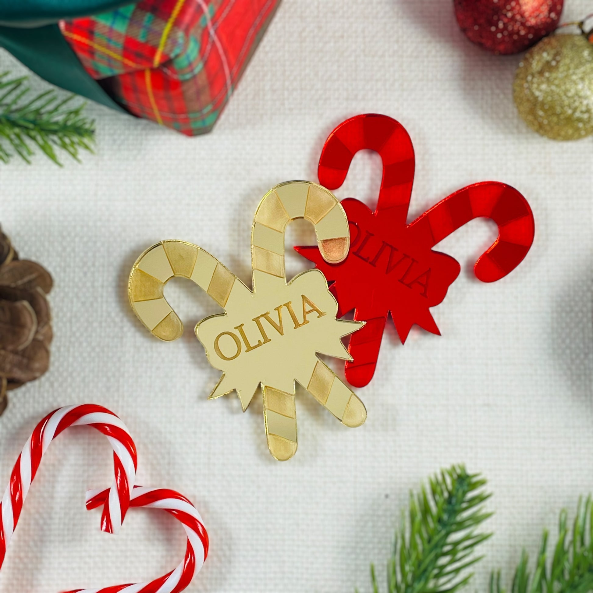 Personalised Candy Cane Place Name Decoration - Add any name!