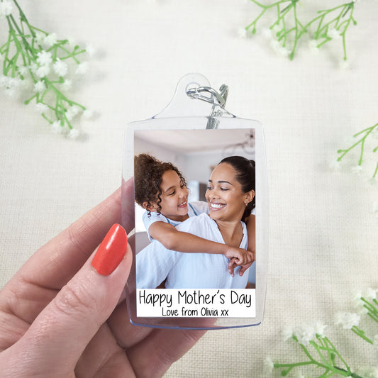 Personalised Happy Mother's Day Love From Name Keyring - Mother's Day Personalised Photo Key ring - Any photo - Jumbo X Large 70mm x 45mm Key Chain