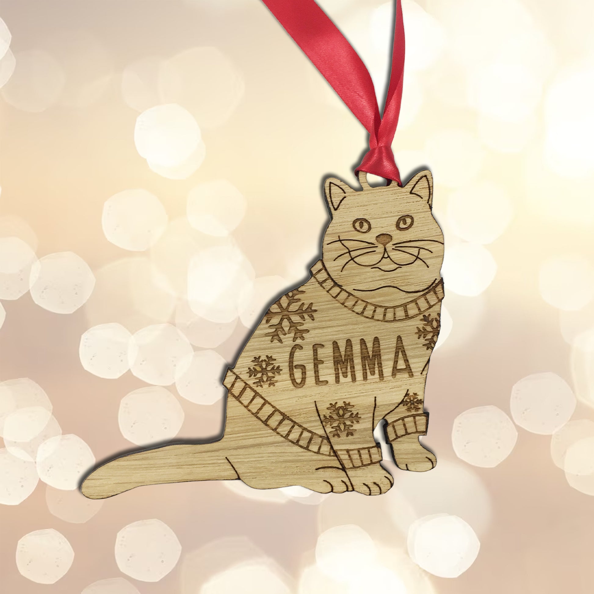 Personalised British Short Hair Cat Christmas Jumper Tree Decoration Bauble