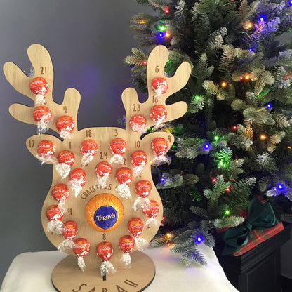 Personalised Advent Calendar Reindeer Chocolate Christmas Countdown Reusable - Add your Name DIY Make Your Own