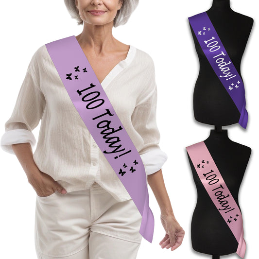100 Today Birthday Sash - 100th Birthday Party - Happy 100th  Birthday - Century Birthday - Choose from many colours