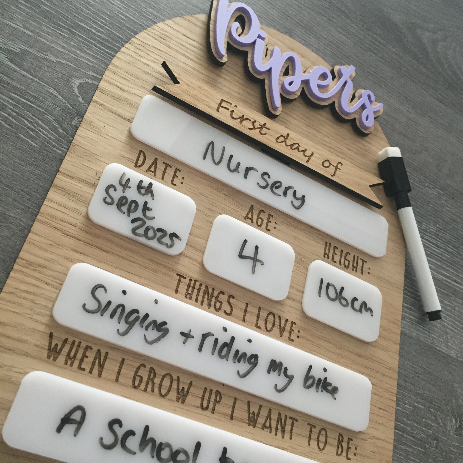 Personalised First Day of School Sign | Last Day of Nursery | Reusable Back To School Photo Prop
