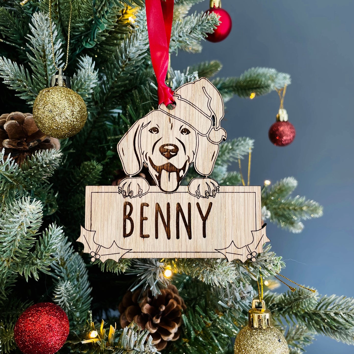 Personalised Beagle Dog Bauble - Peeking Design