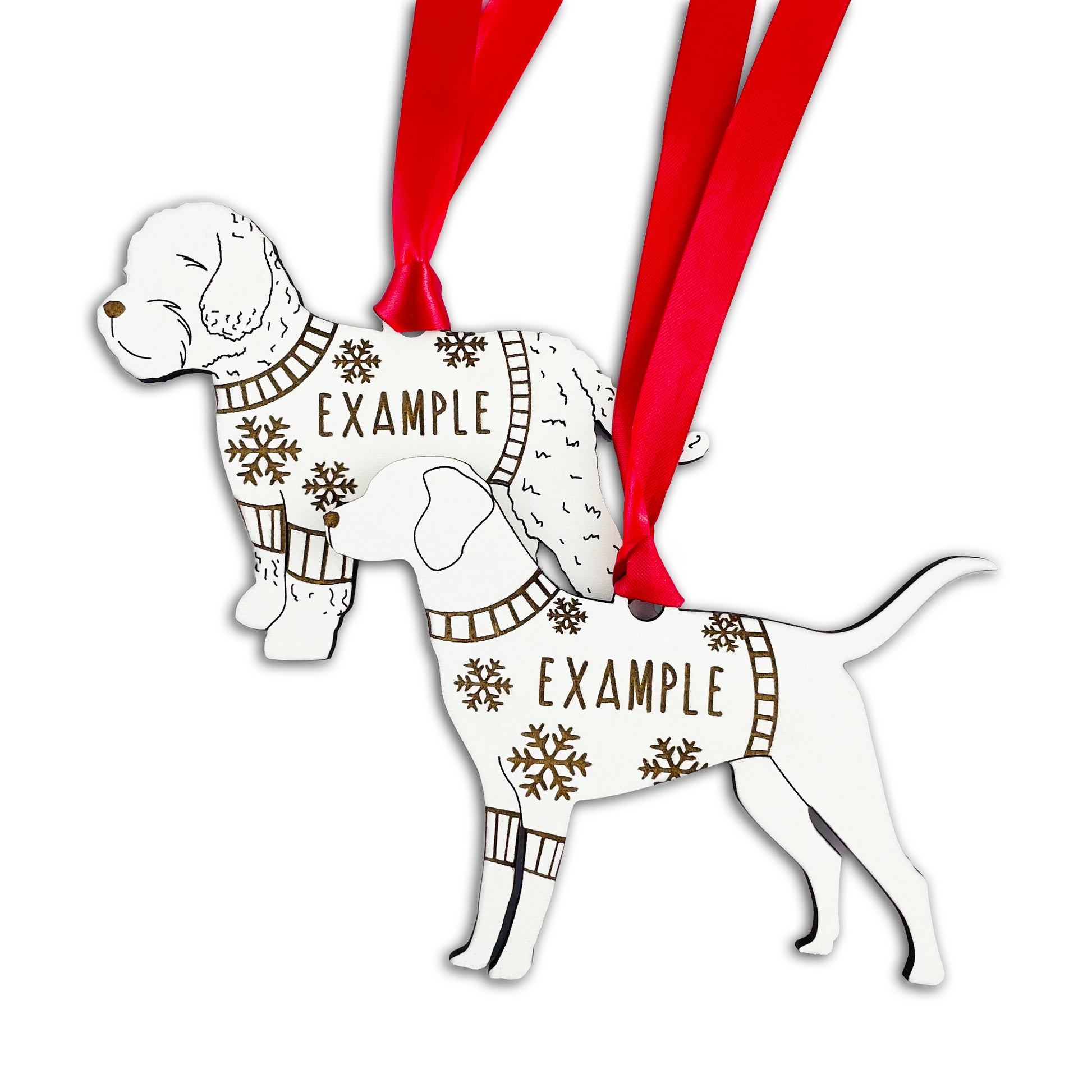 Personalised Airedale Terrier Bauble Jumper Dog Bauble - Oak Veneer Wood - Add any name