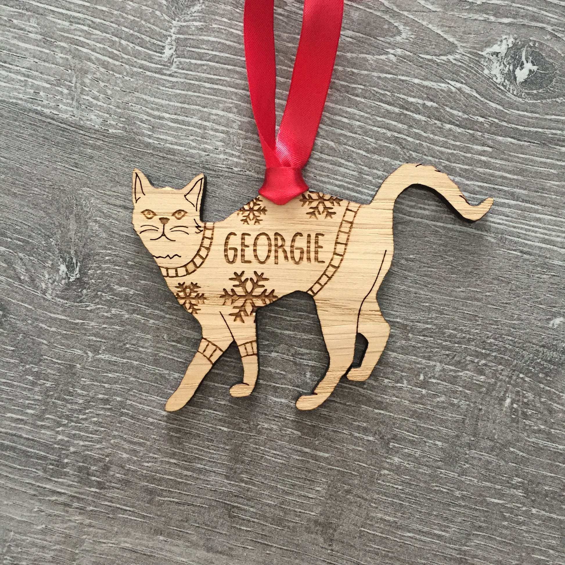 Personalised Domestic Short Hair 1 Cat Christmas Jumper Tree Decoration Bauble
