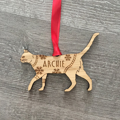 Personalised Domestic Short Hair 4 Cat Christmas Jumper Tree Decoration Bauble
