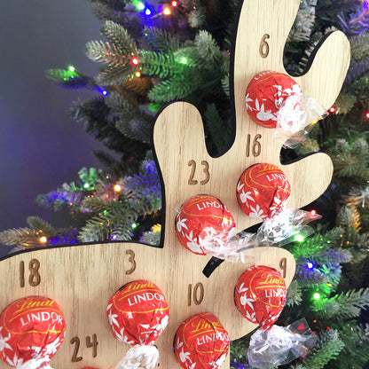 Personalised Advent Calendar Reindeer Chocolate Christmas Countdown Reusable - Add your Name DIY Make Your Own