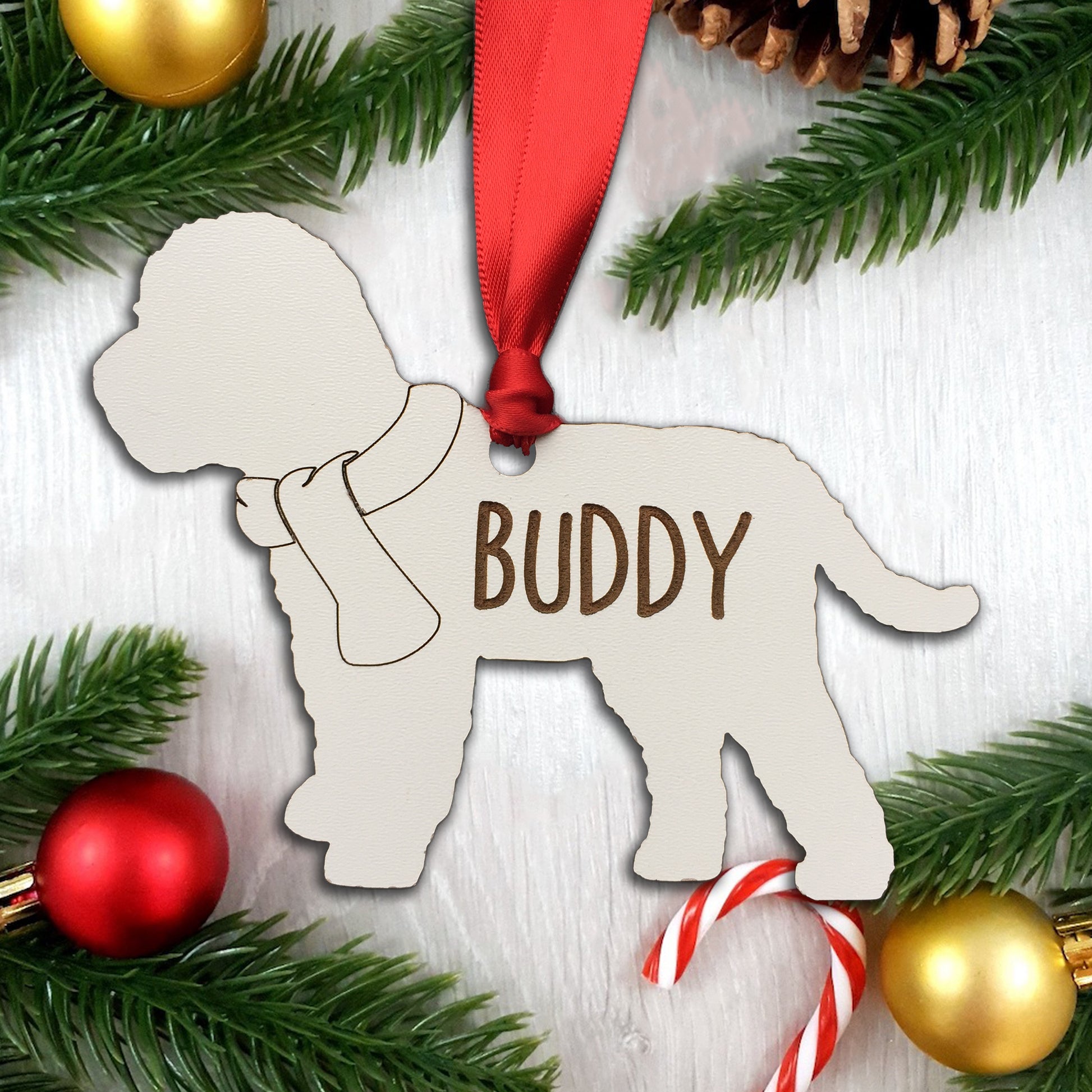 Personalised Dog Christmas Tree Decoration: Cockapoo