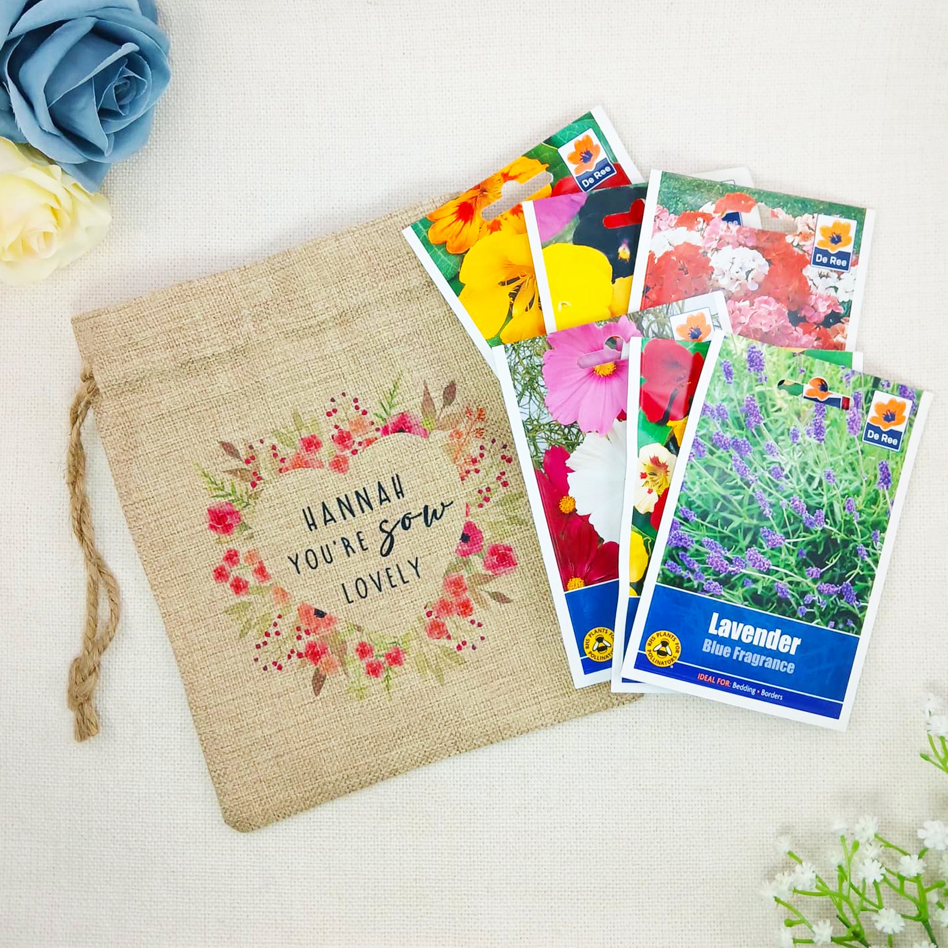 Personalised Flower Seed Bag Name You’re Sow Lovely – Gardening Gift for Birthday, Valentine’s or Mother’s Day