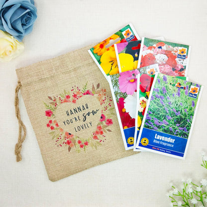 Personalised Flower Seed Bag Name You’re Sow Lovely – Gardening Gift for Birthday, Valentine’s or Mother’s Day