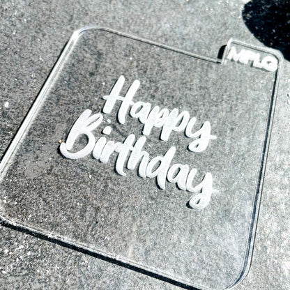 Happy Birthday Icing Stamp Embosser Stamp Fondant for Biscuits, Cookies, Cupcake Topper Decorations Stencil for Birthdays