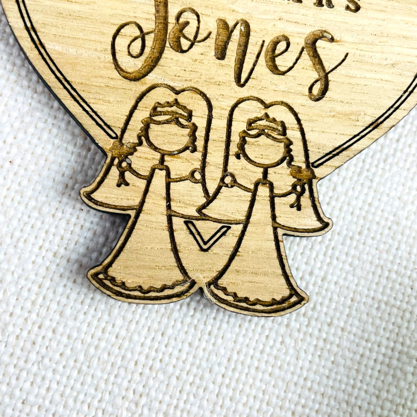 Personalised Wooden Stick Couple "Mrs & Mrs" Wedding Bauble