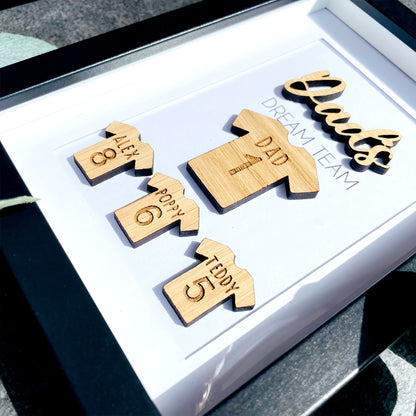 Personalised Dad's Dream Team Football Family Box Frame