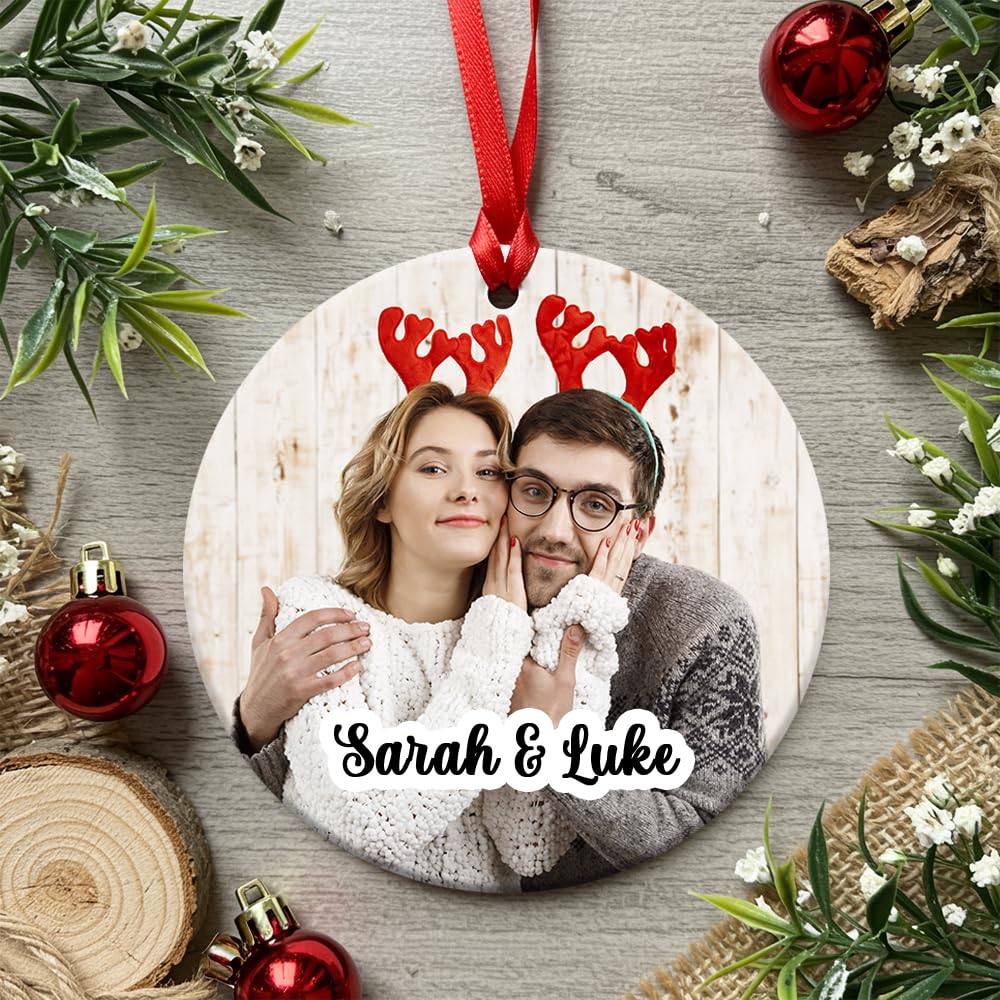 Newly Weds Mr and Mrs Wedding Photo Christmas 2025 Bauble - Acylic - Bride and Groom First Christmas Tree Xmas Hanging Decoration